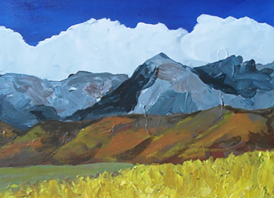 Mountain and Wheat Field